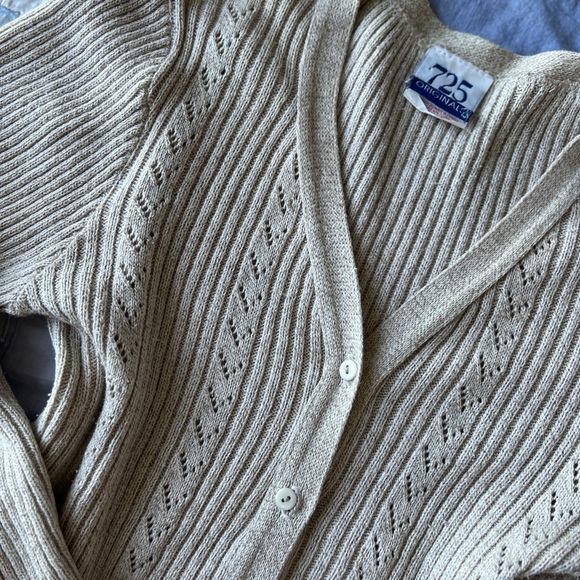 90s 725 Originals Women's Ribbed Knit Cardigan Cottagecore Cozycore Sweater - Picture 2 of 7